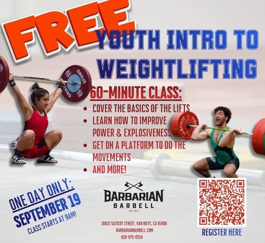 FREE Youth Intro to Weightlifting!
