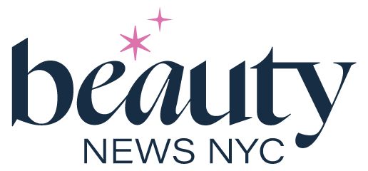 Beauty News NYC logo with text and two pink star-like symbols.