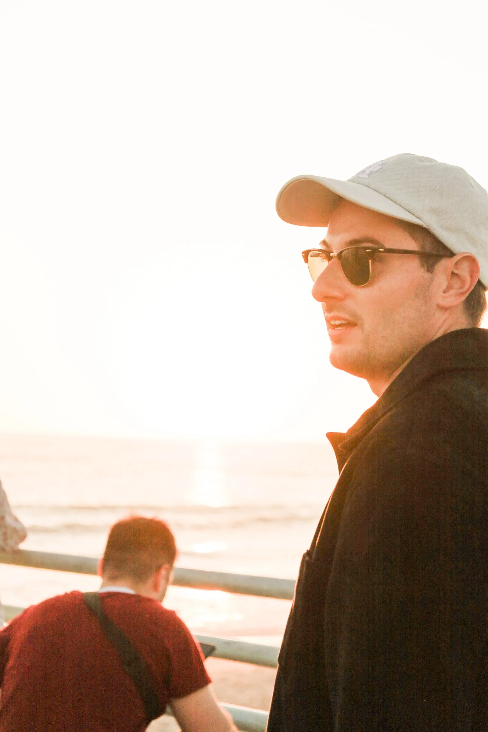 manhatten beach man sunset