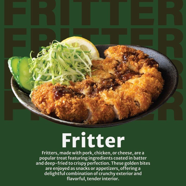 🌟 Fritter Lovers Unite! 🌟 

Enjoy the ultimate CRRISSPPY with our mouthwatering fritters, made with your choice of pork, chicken, or cheese. Coated in a perfect batter and deep-fried to golden perfection, these bites are the ideal snack or appetize
