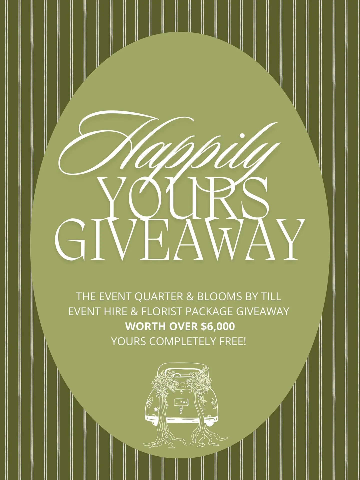🌹 Happily Yours Event Hire &amp; Florist Package Giveaway! 🌹

The details are finally here&mdash;and this is our BIGGEST giveaway yet! ✨ Valued at over $6,000, this dream package even includes FREE travel to your wedding venue 💒

Planning a weddin