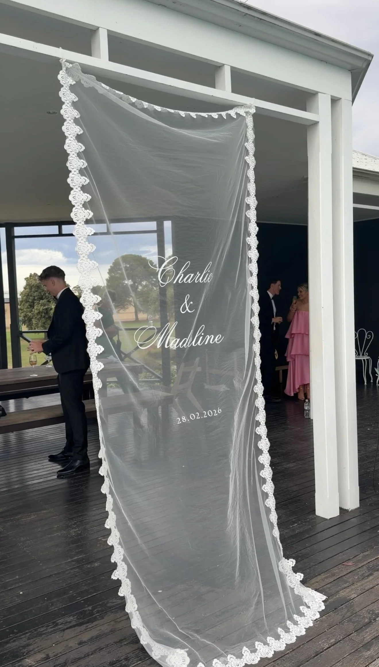 Custom Sheer Lace Edged Signage