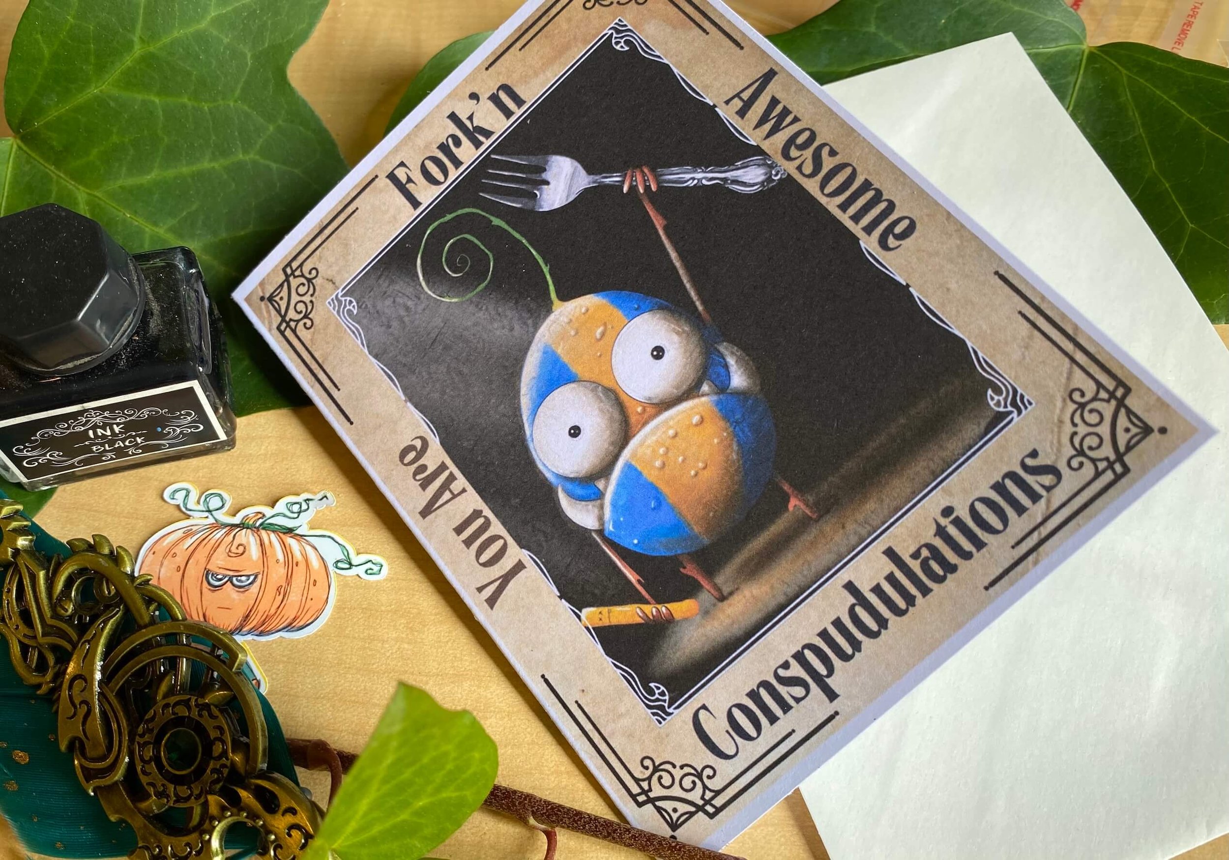 William Wallaspud Congratulations Card – Funny Potato Card, Hand Printed