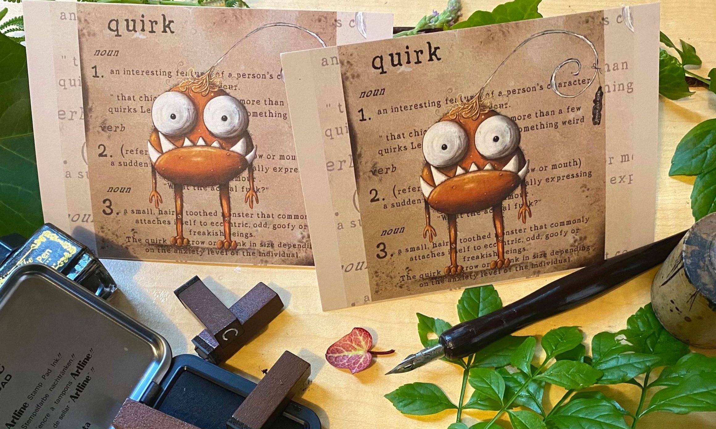 quirk quirky monster postcard