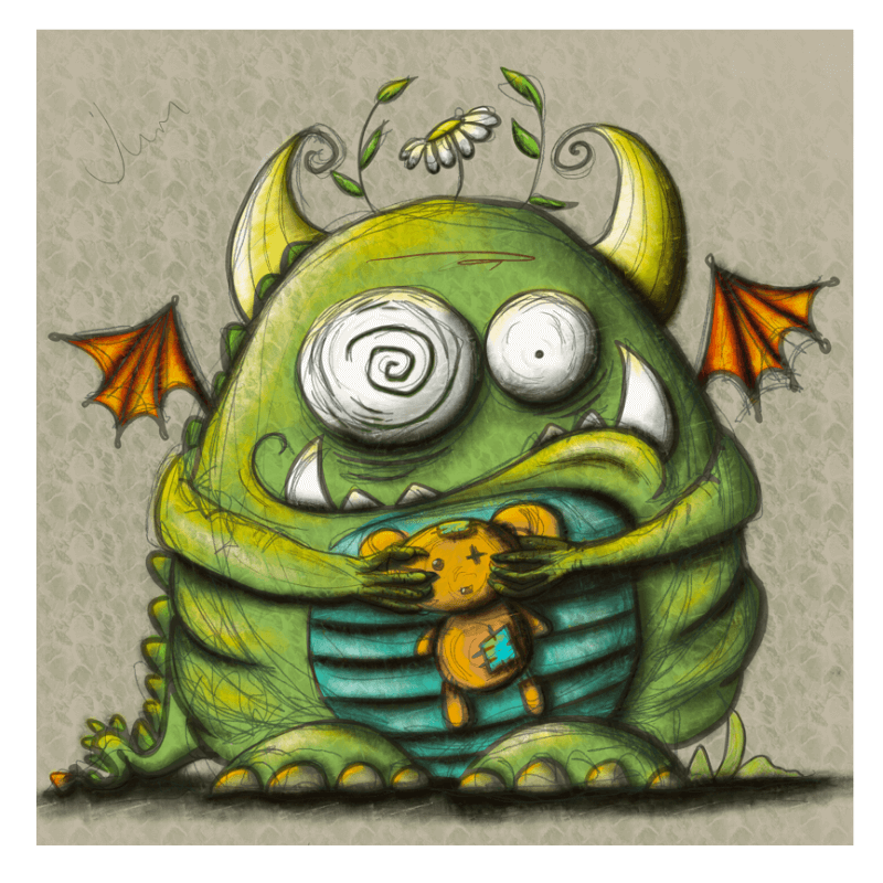 Kind dragon character wall art
