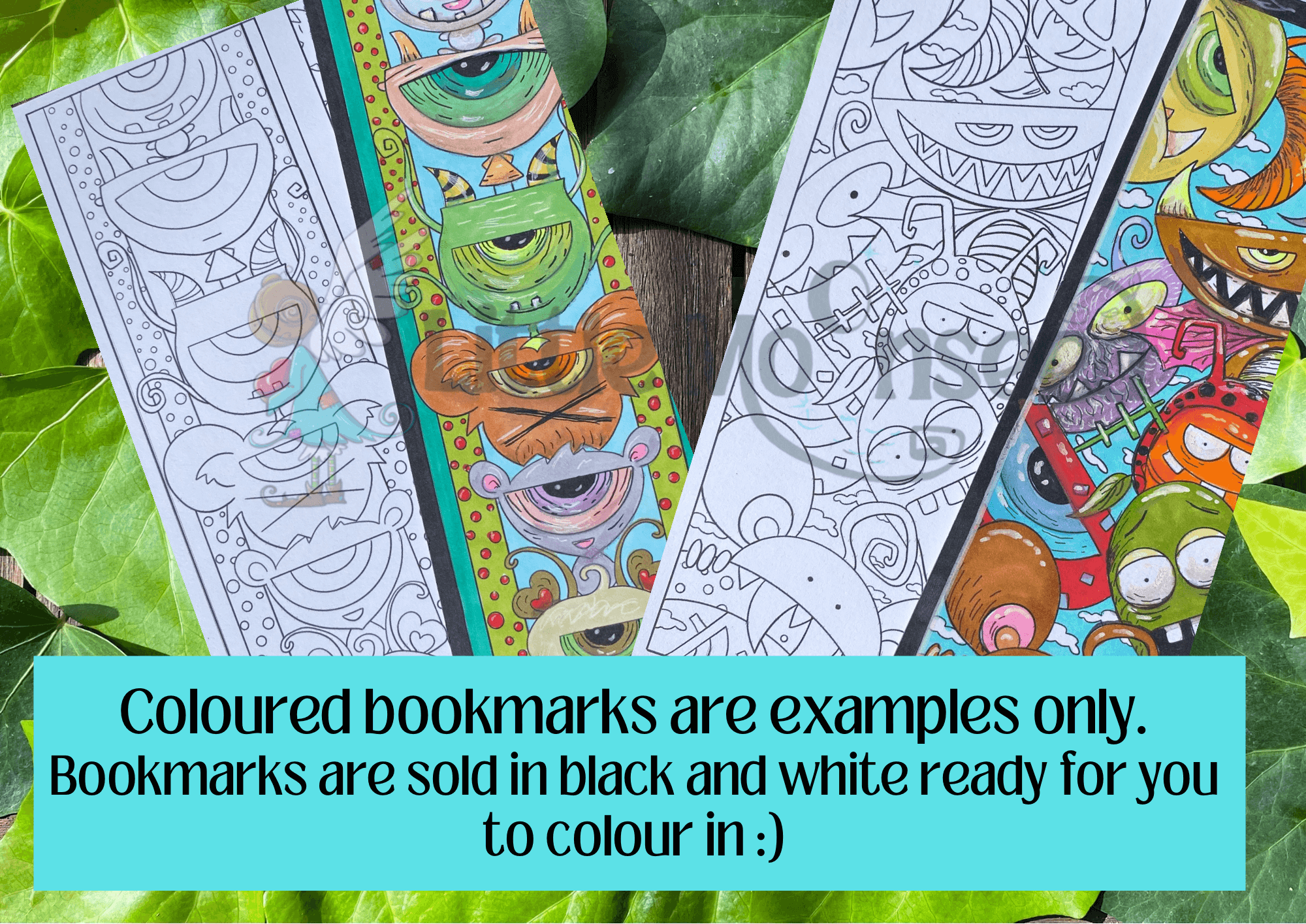 mutant monsters weird bookmark download printable print colouring color books