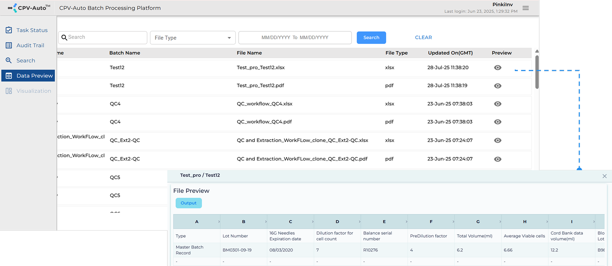 CAM Output Files Preview screen