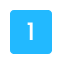 A blue clickable button with the number 1 on it.