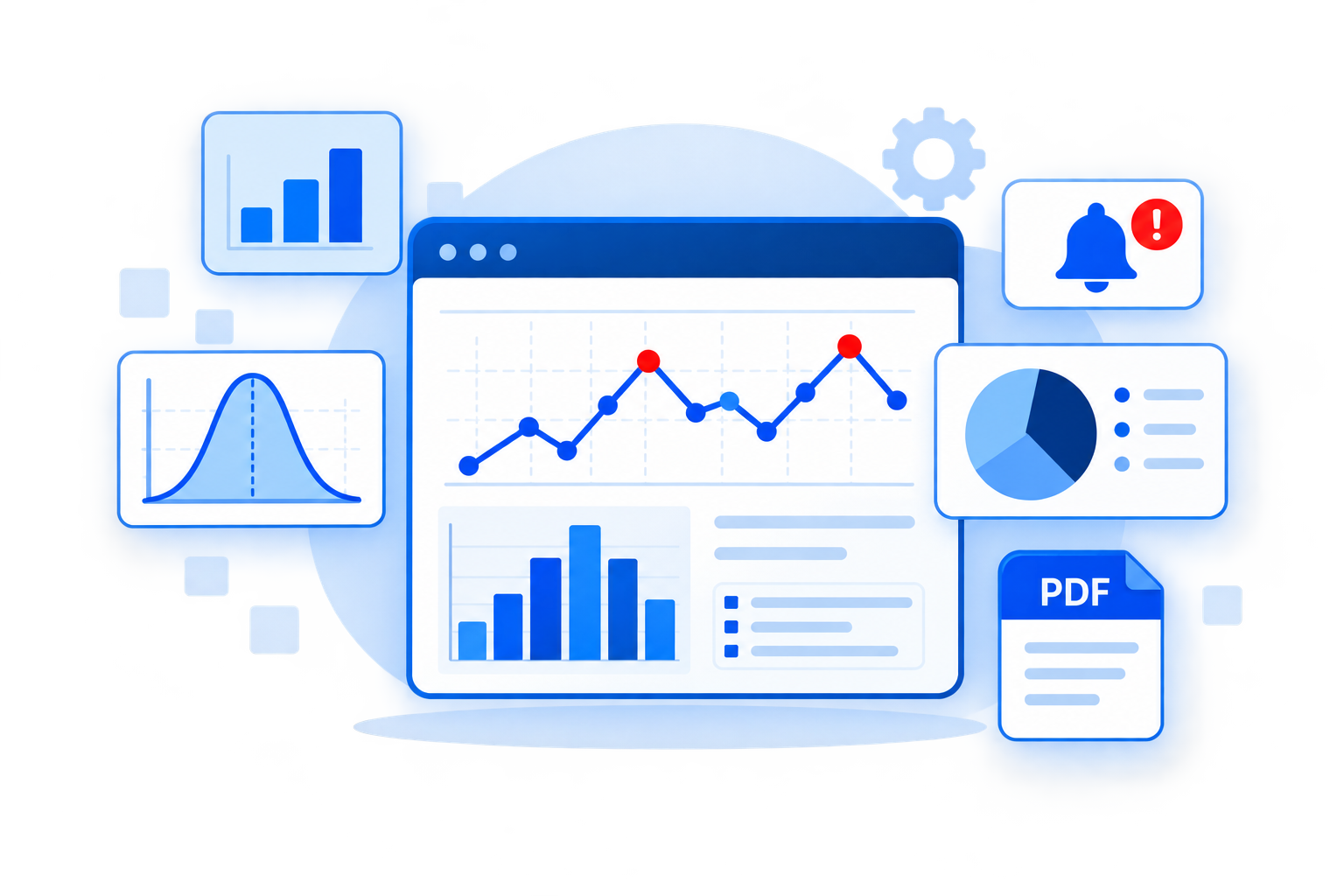Advanced SPC charts, statistical analysis, deviation alerts and DOCX/PDF reports