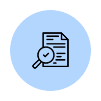 Document with magnifying glass and checkmark