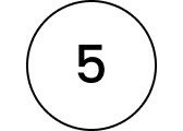 Black background with a white circle containing the number five.