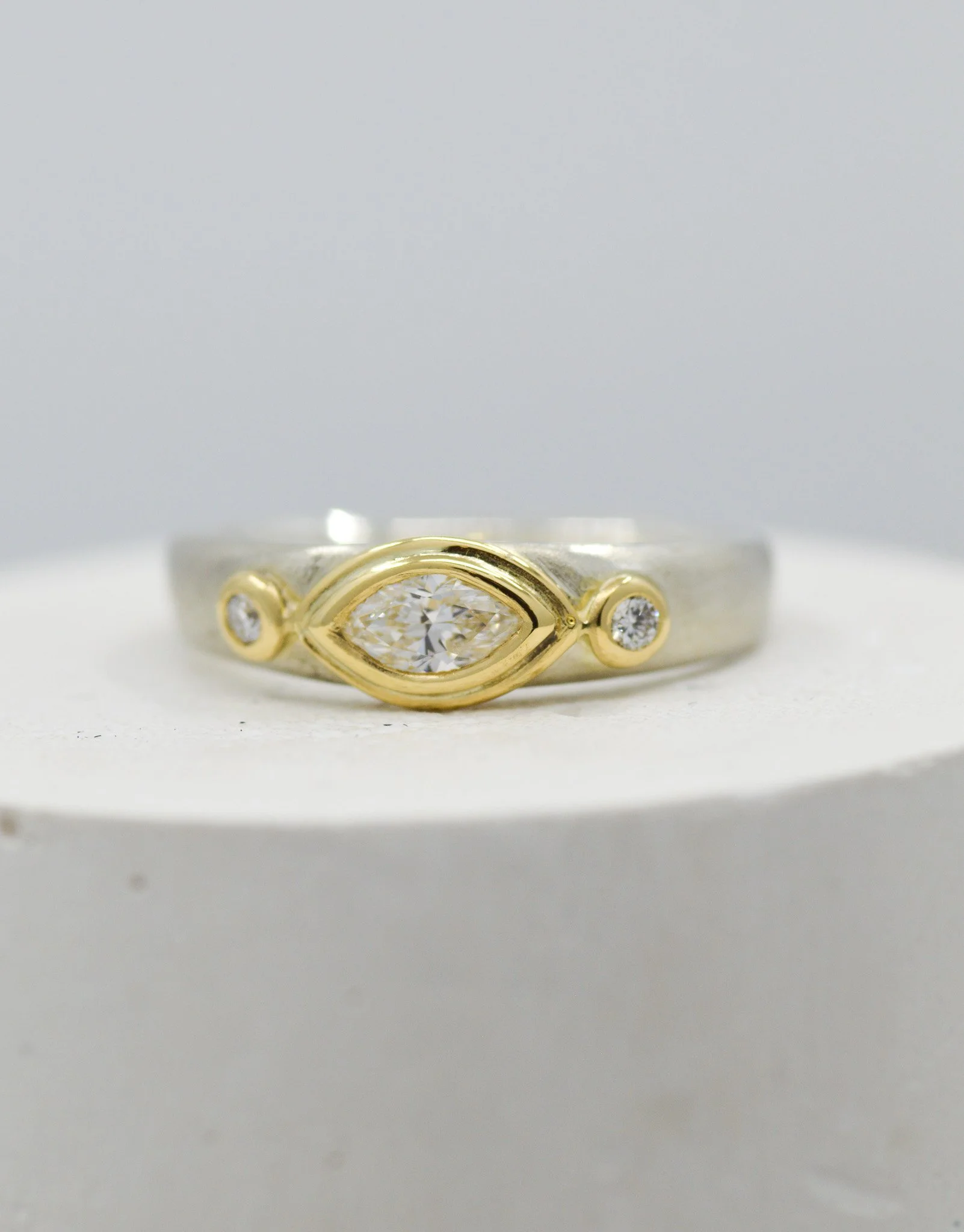 Marquise Diamond Trilogy Bow Ring, 9ct & 18ct gold