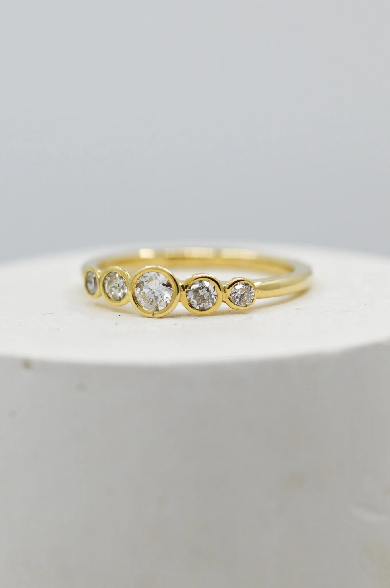 The Dancer Ring, Five Old Cut diamonds, 18ct Gold