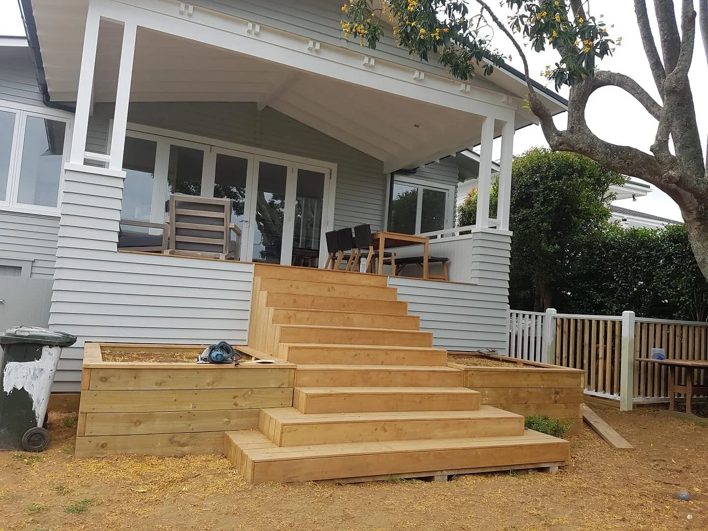 Adding an outdoor living space with stairs flowing out to the backyard giving the dream indoor outdoor flow to this Bungalow home. 

#aucklandbuilders #nzbuilders #bungalow #renovation