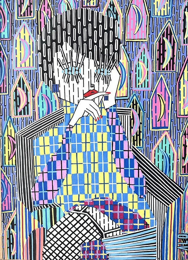 "Seated lady" - A3 - Acrylic on paper