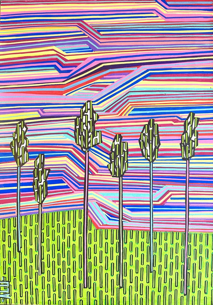 "Six Trees" - 40x60 cm - Acrylic paint on wood board