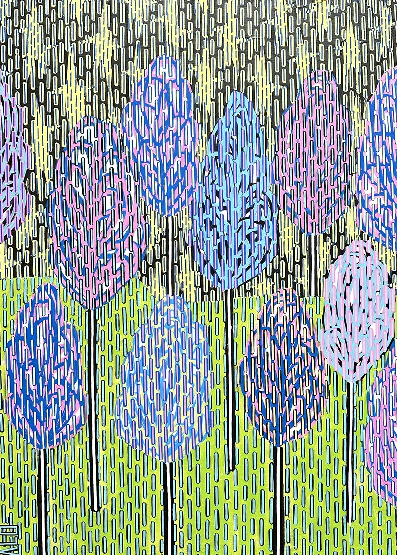 "Eleven Trees" - 55x80 cm - Acrylic on wood board