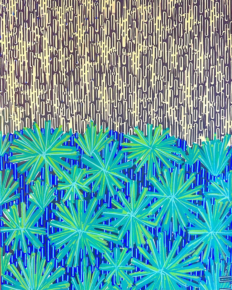 "View from a car in a Mexican highway" - A3 - Acrylic on paper