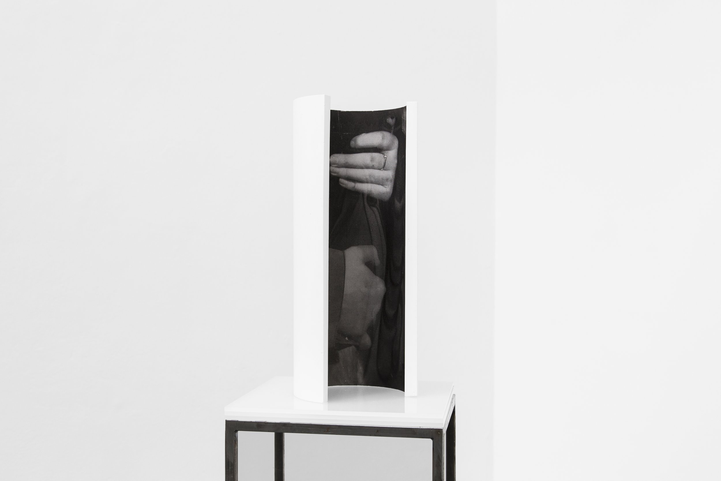 Embrace(ING) 2019, Screen print on plaster, perspex,steel