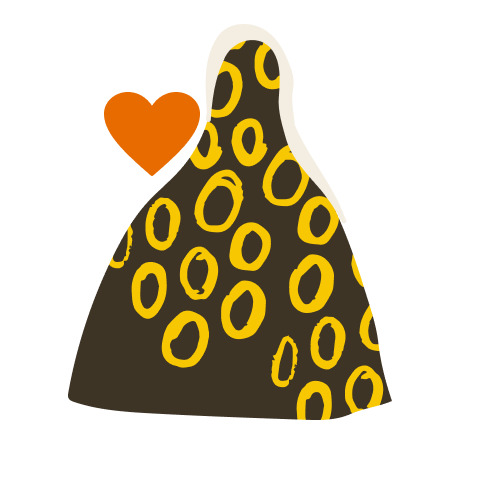 Stylized abstract rooster with heart