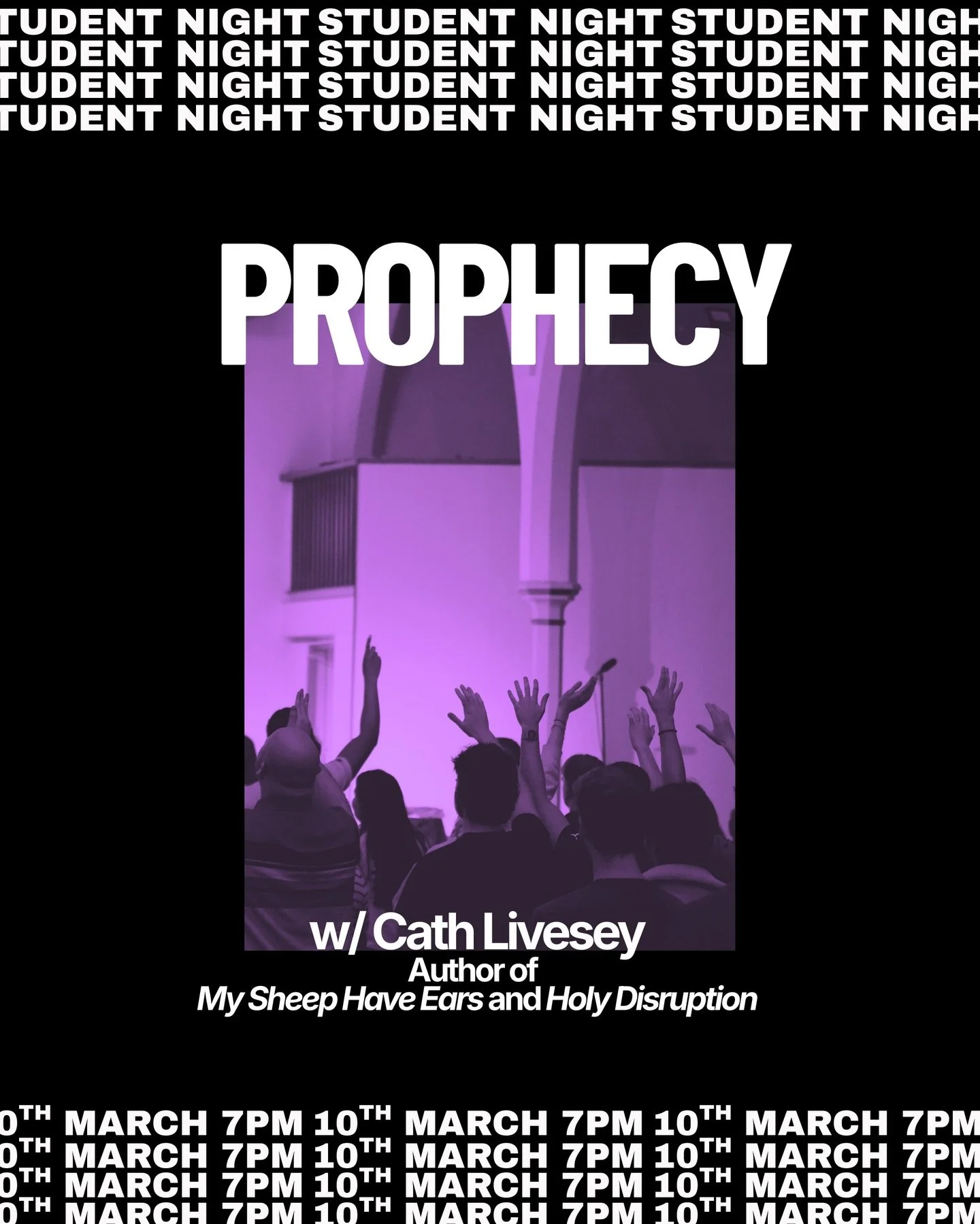Join us on Tuesday 10th March for our next Student Night! 

We&rsquo;ll be joined by Cath Livesey, she teaches on prophecy and shares insight from her ministry.

See you there! 🔥