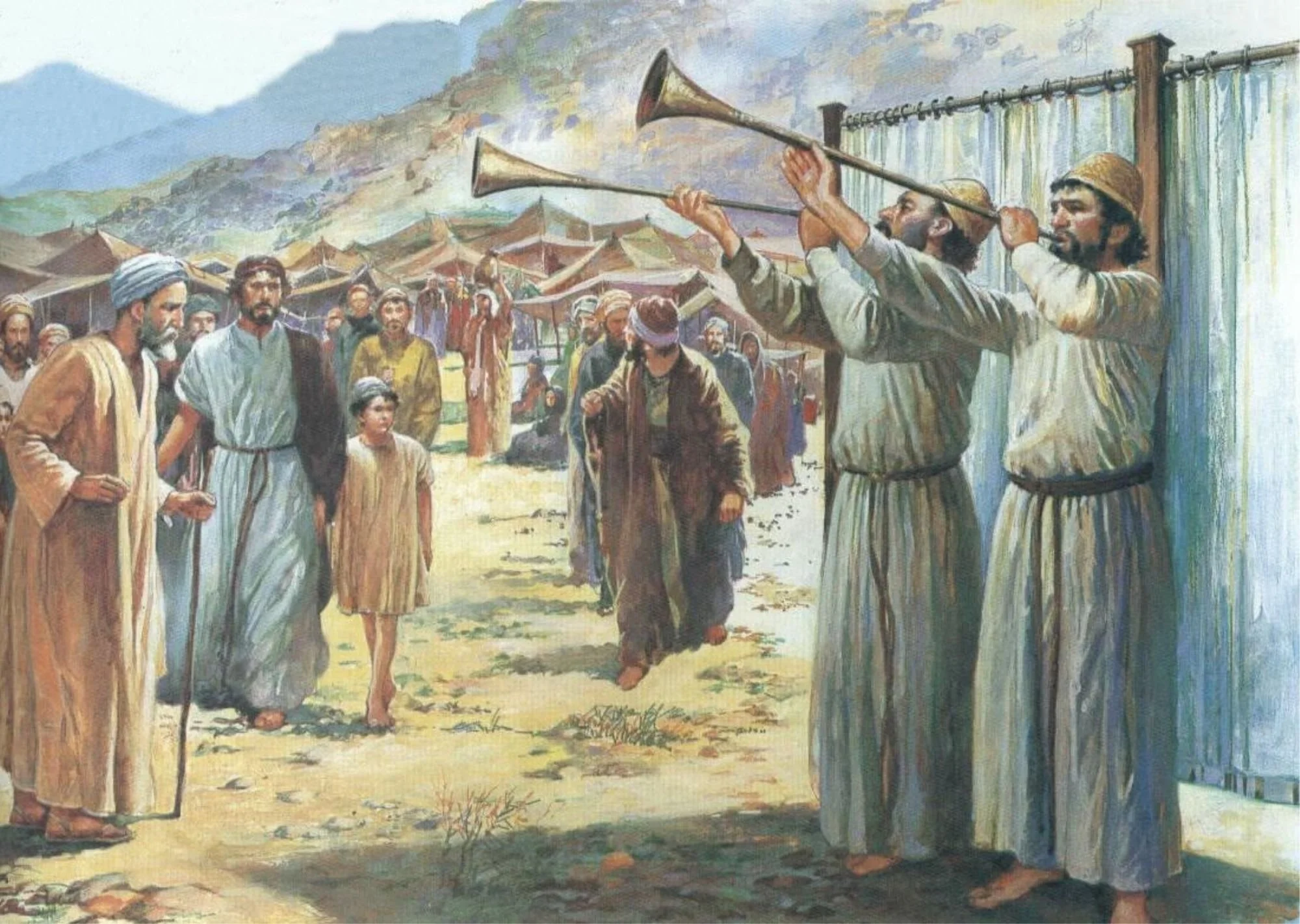 Open Bible on a wooden table, text blurred by camera lens