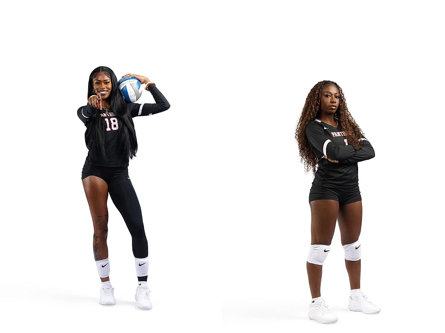 two athletes with balls in a white studio by Tiaras Monet Photography