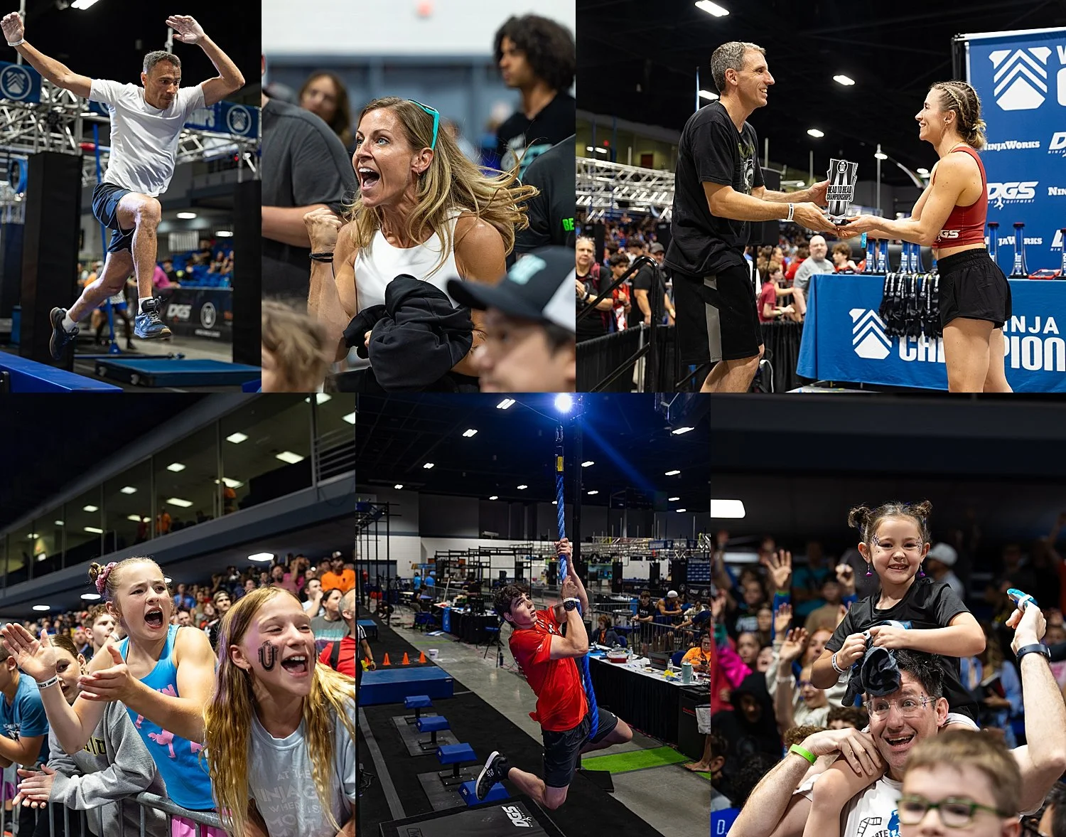 friends cheer during an indoor competition by Tiaras Monet Photography