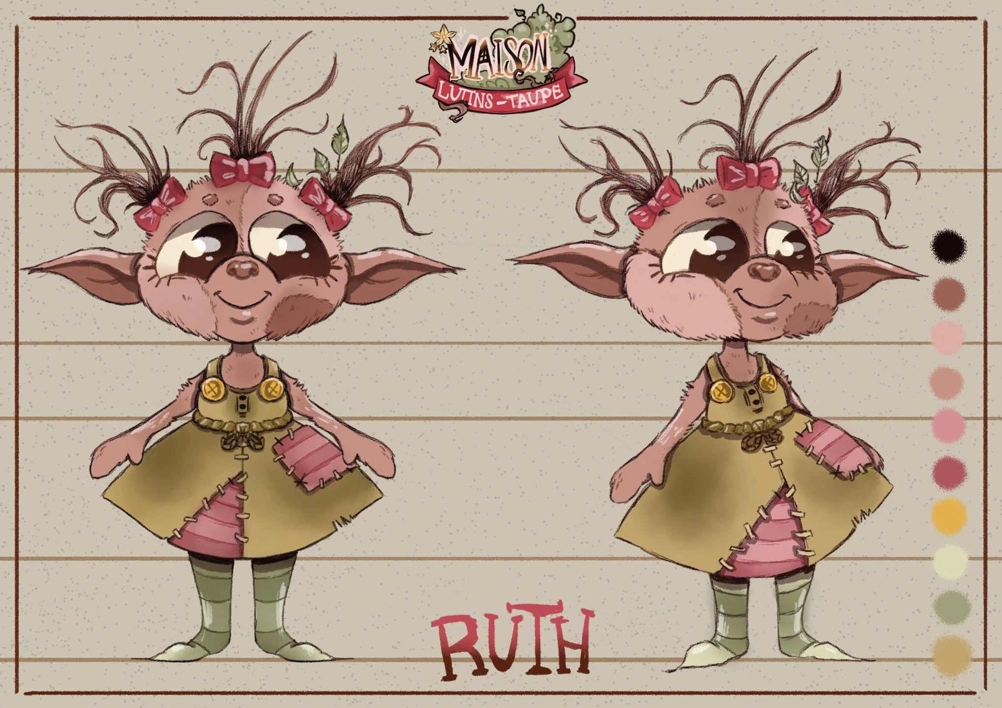 MAISON LUTINS-TAUPE - CHARADESIGN
adorable little goblin ! 🌽🌱
charadesign for a concept art class at @ecv_paris 
#turnaround #charadesign #cottagecore #illustration #art #cartoon #goblin