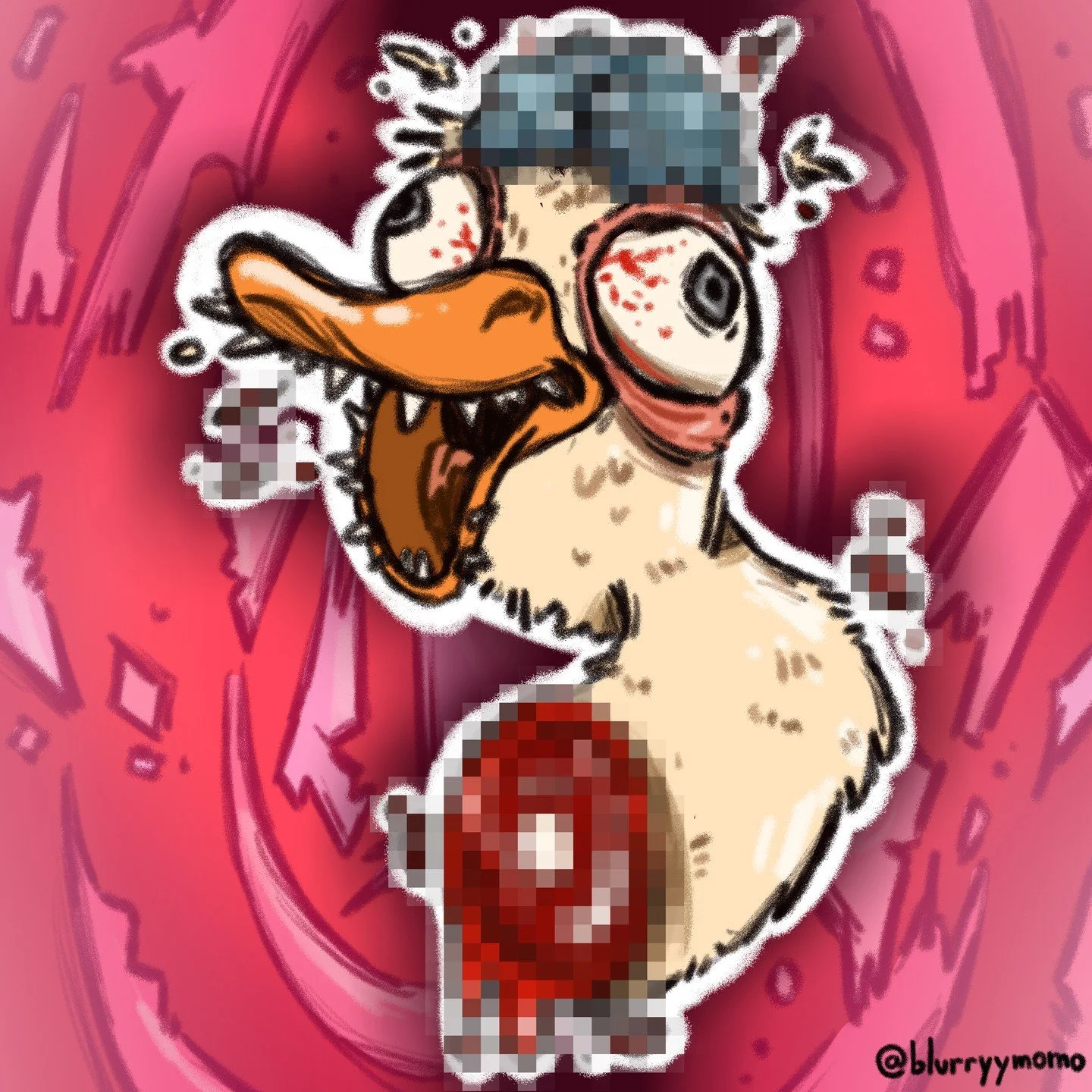 HONK my brain's out ! 🧠💫🦢
➡ SWIPE for UNCENSORED version ! 
#goose #bird #duck #cartoon #charadesign #feathers #gore #brain #zombie
