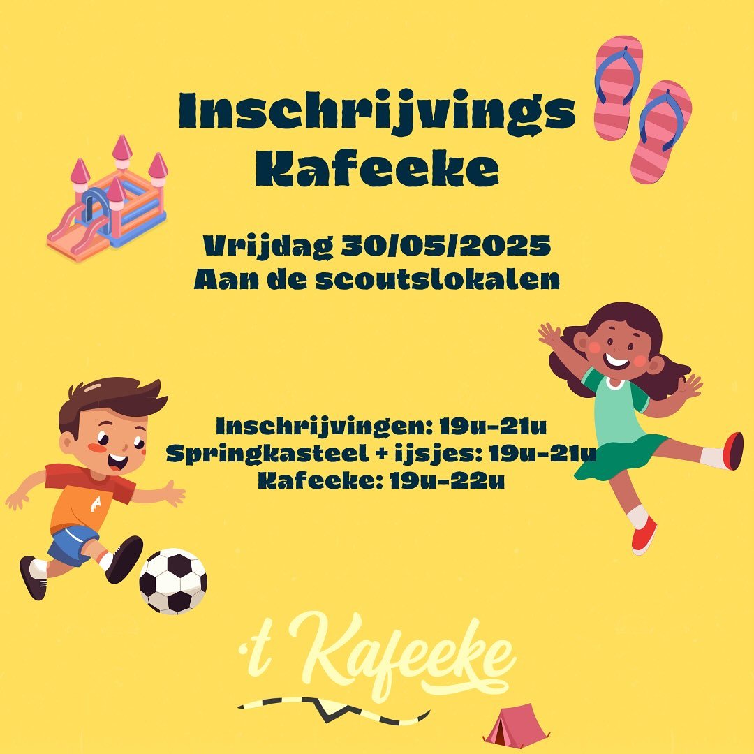 Het scoutsjaar komt jammer genoeg aan een einde. Maar dat wil wel zeggen dat het bijna tijd is voor de allerleukste tijd van het jaar: SCOUTSKAMP 🤩🏕️! 

⏰📍 30 mei vanaf 19.00 aan onze scoutslokalen
🤔 Inschrijven voor kamp, kampthema ontdekken en 
