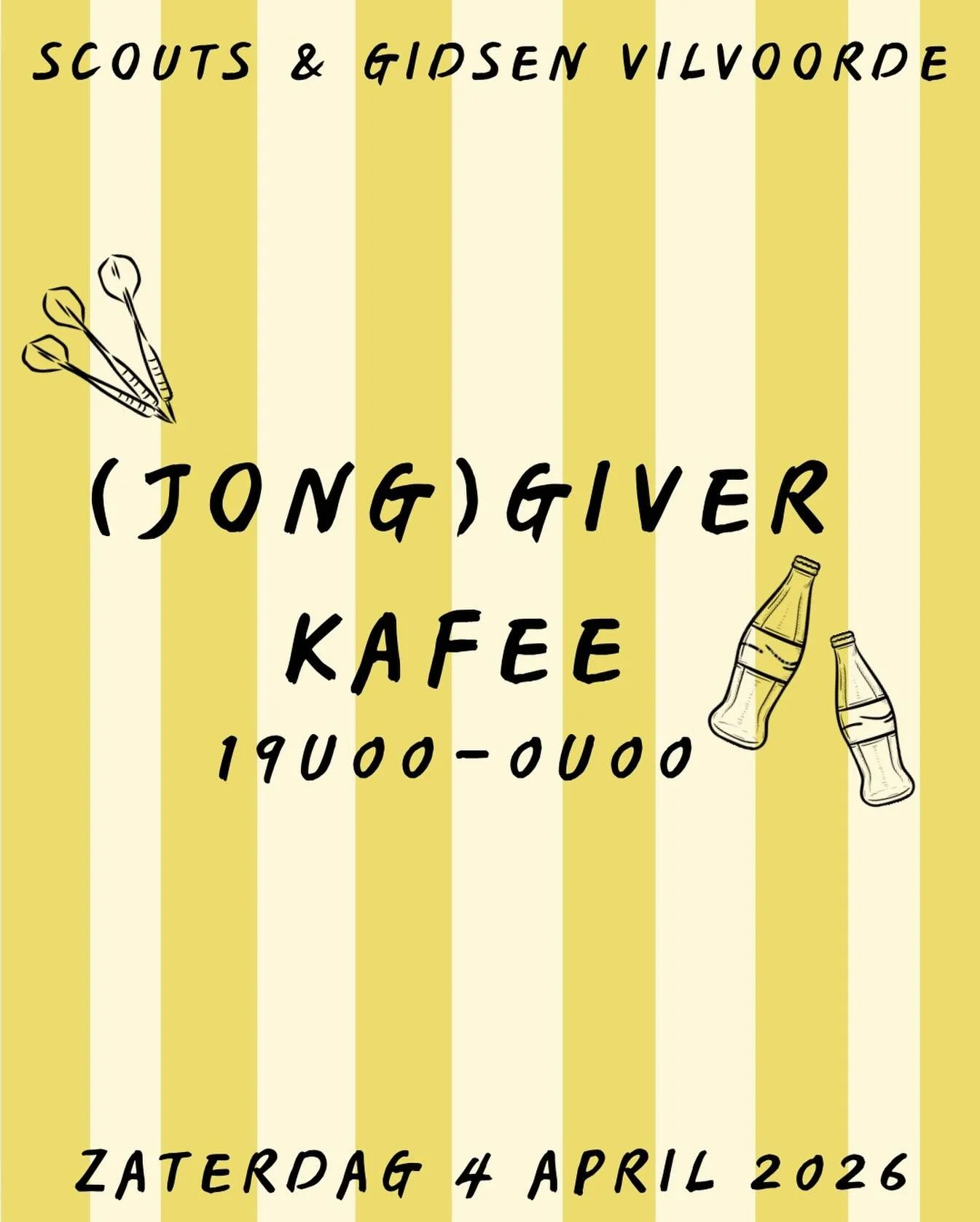 Altijd al willen proeven van het scoutsleven? En benieuwd naar hoe het bij de grote takken er echt aan toe gaat? Kom op zaterdag 4 april naar ons (jong) giverkafee en ontdek het met al je vrienden en vriendinnen. ❤️&zwj;🔥

🌟 We openen om 19u en slu