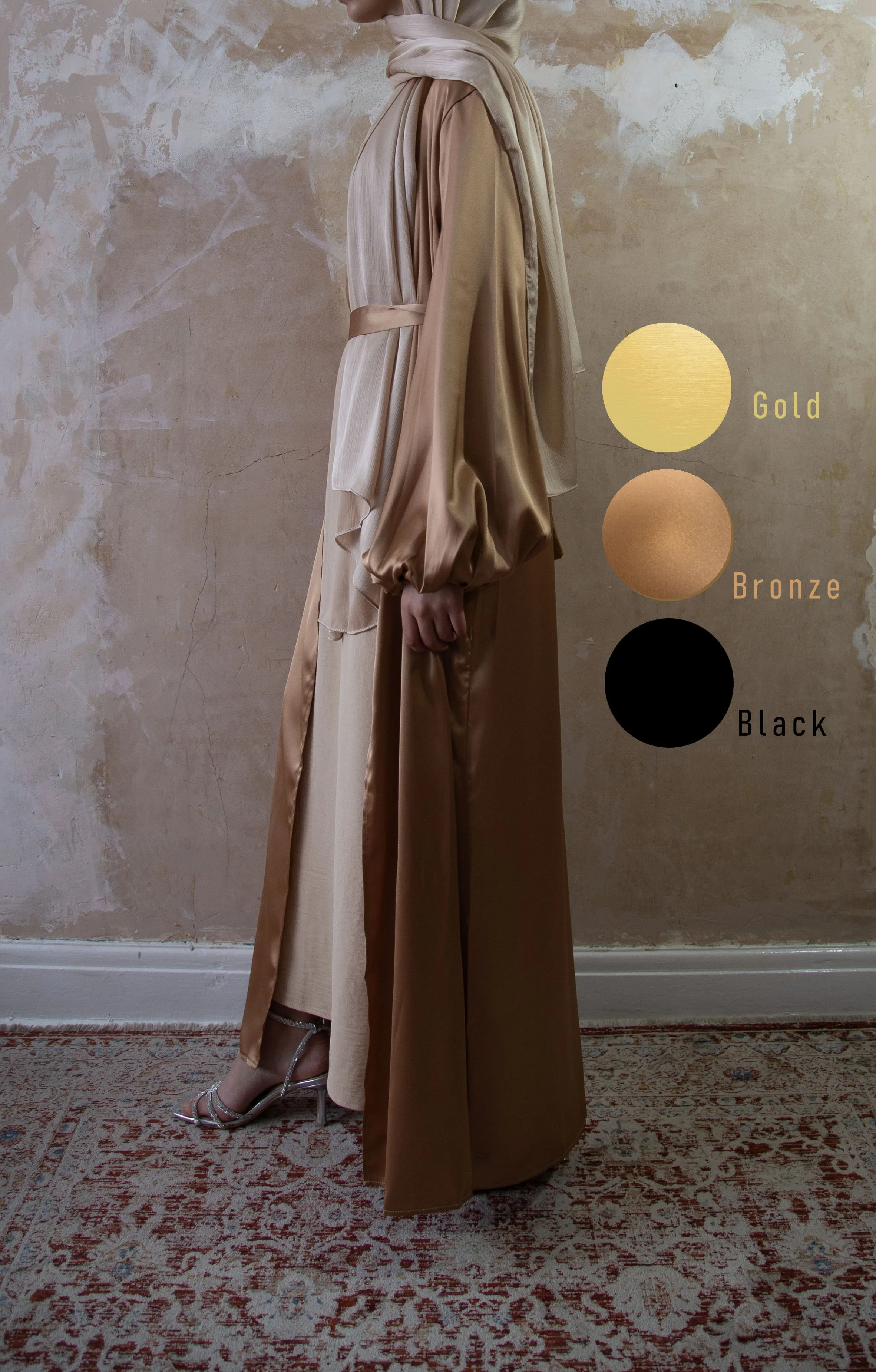 Balloon Sleeve Satin Abaya ~ Various Colours