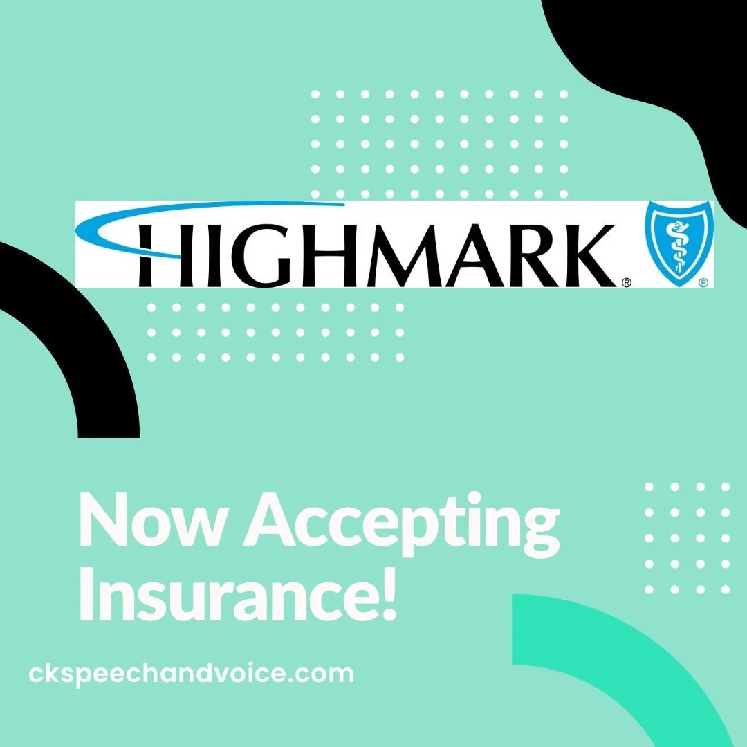 Very excited to announce that CK Speech and Voice now accepts Highmark Insurance!  #slp #voicerehabilitation #pittsburgh
