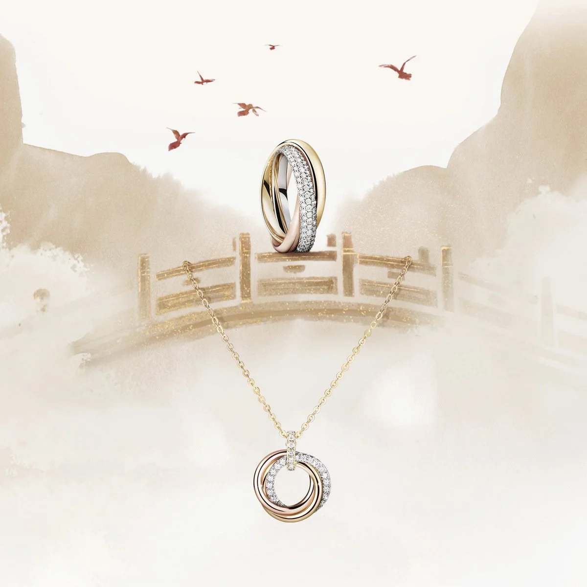 Trinity系列戒指和项链