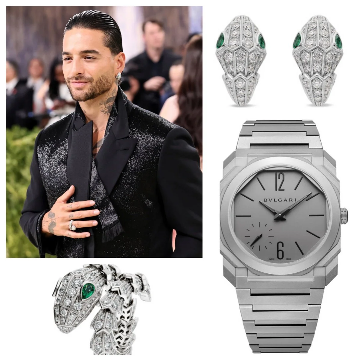 Maluma wearing Bulgari jewelry at Met Gala 2026