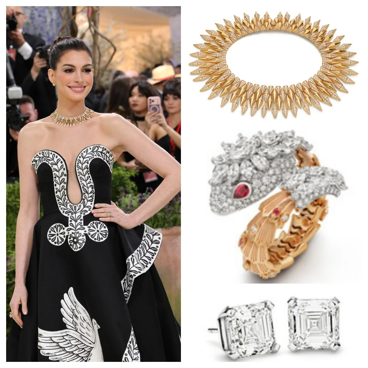 Anne Hathaway wearing Bulgari jewelry at Met Gala 2026