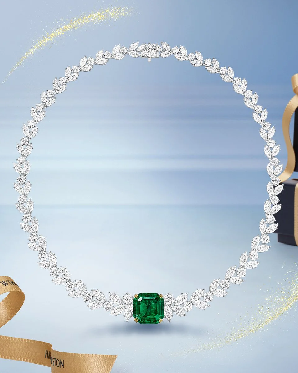 Winston Cluster祖母绿和钻石项链