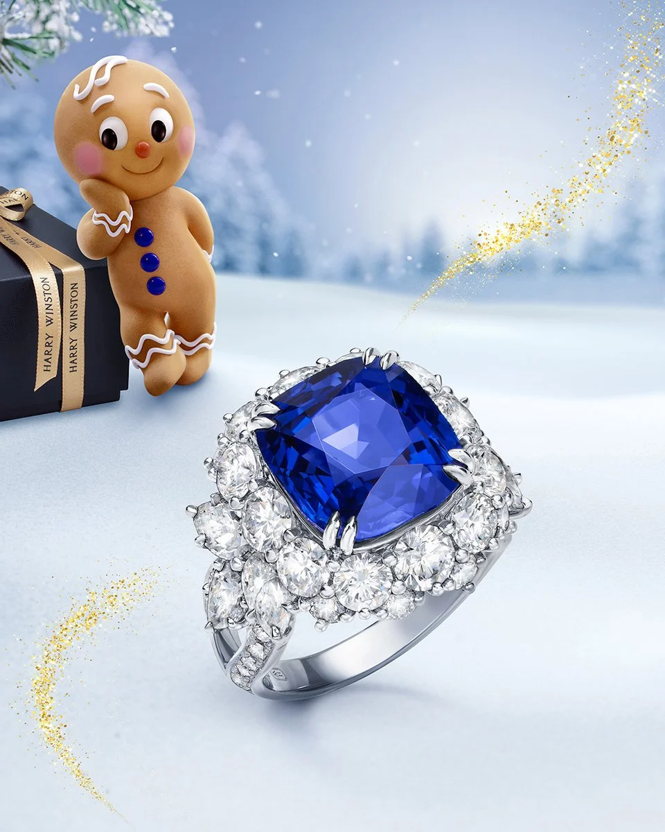 蓝宝石和钻石高级珠宝戒指