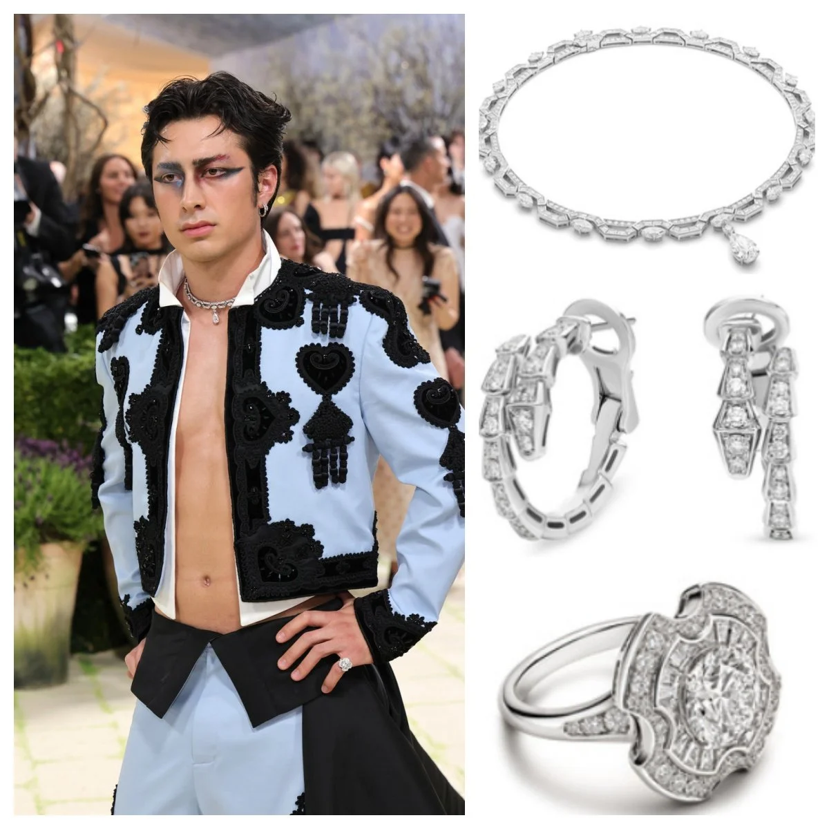 Hudson Williams wearing Bulgari jewelry at Met Gala 2026