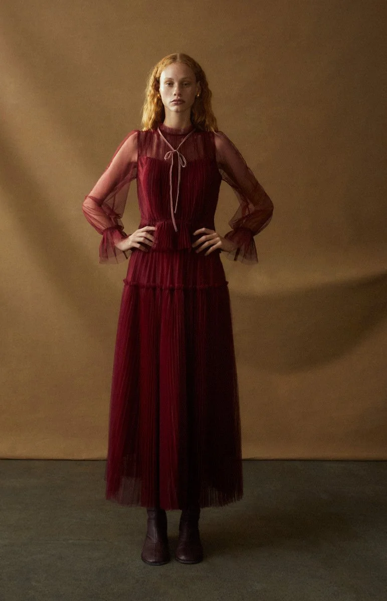 ME+EM十月新品/酒红色连衣裙