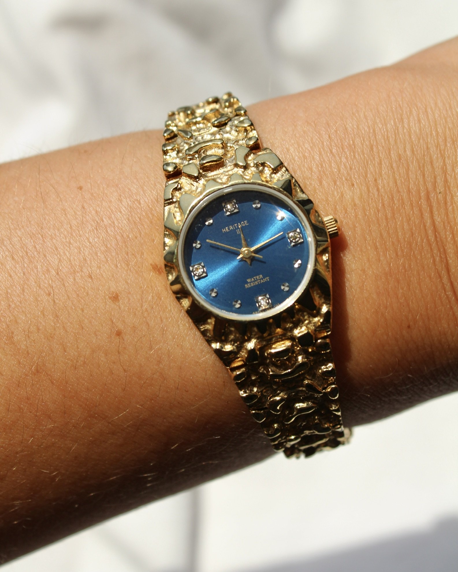 Golden Nugget Watch with Blue Dial