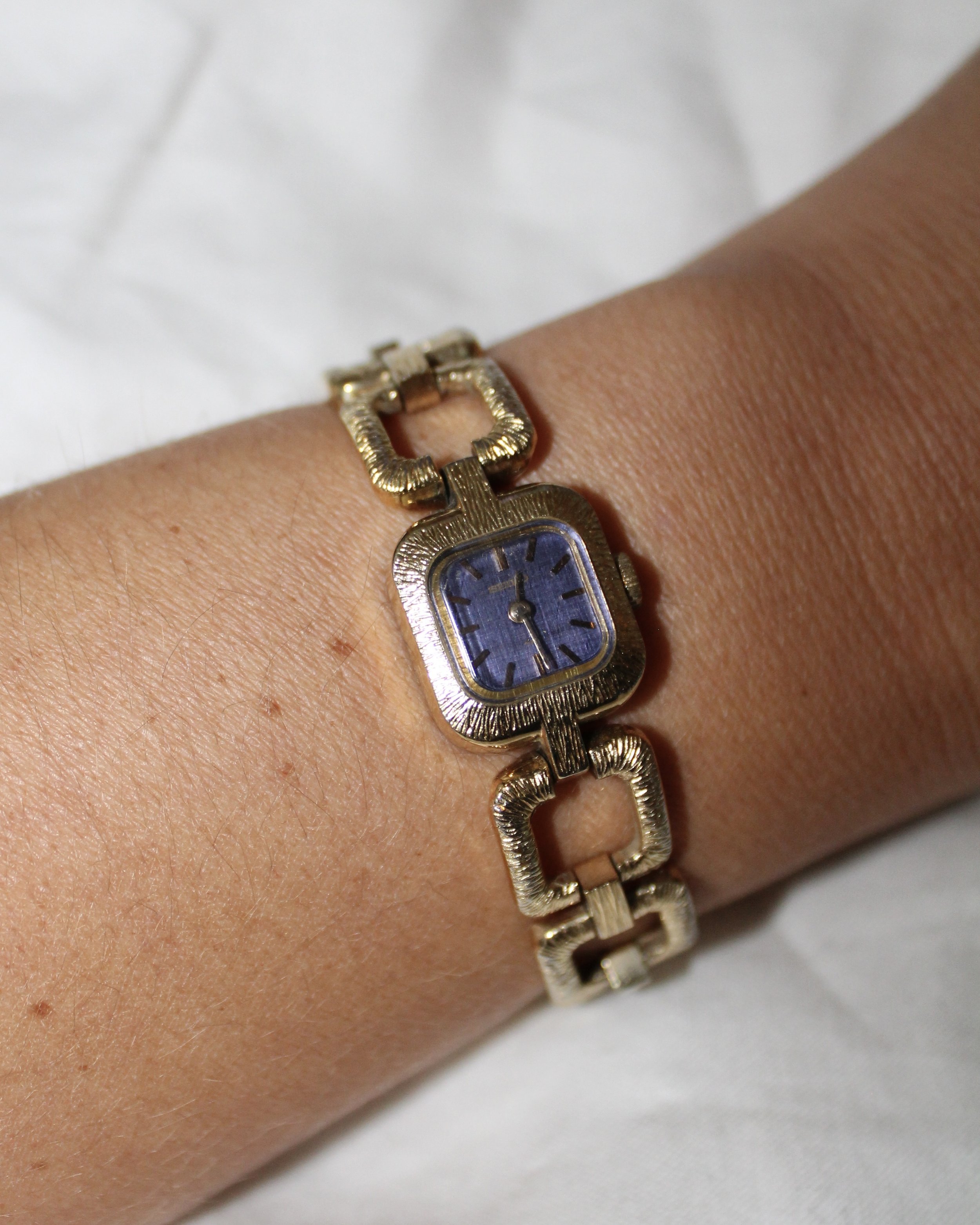 1970s Blue Seiko Square Link Watch