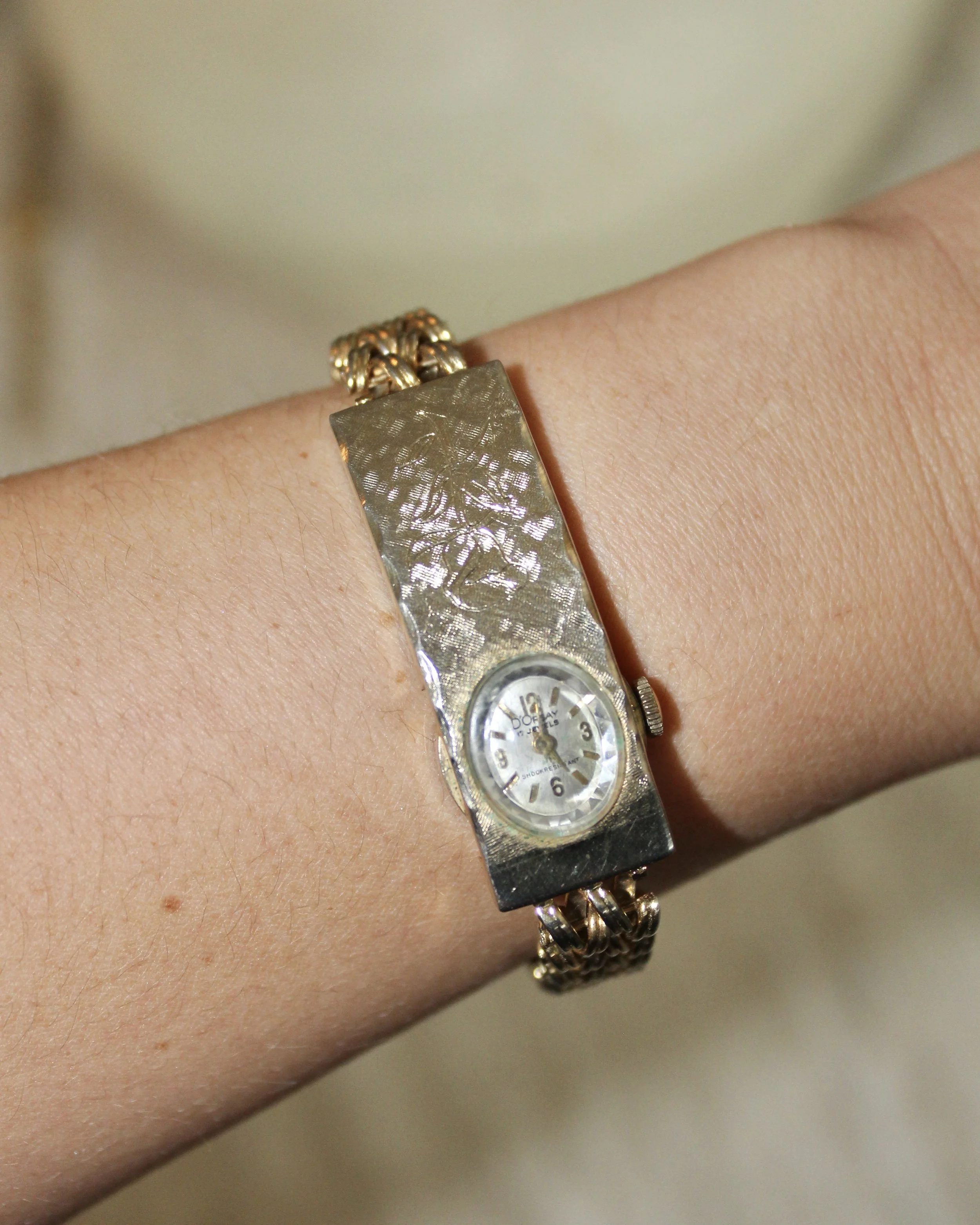1970s D'Orsay Floral Embossed Braided Watch