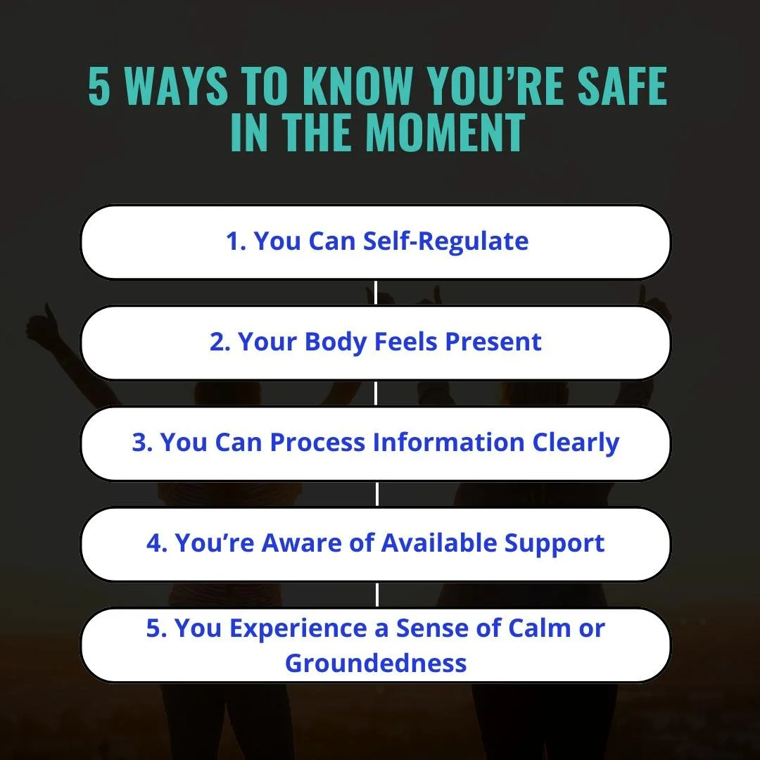 🌿 5 Ways to Know You&rsquo;re Safe in the Moment 🌿

✨ In moments of stress, fear, or anxiety, it&rsquo;s crucial to recognize when you&rsquo;re truly safe. Feeling safe is at the core of your emotional well-being. Here&rsquo;s how to check in with 