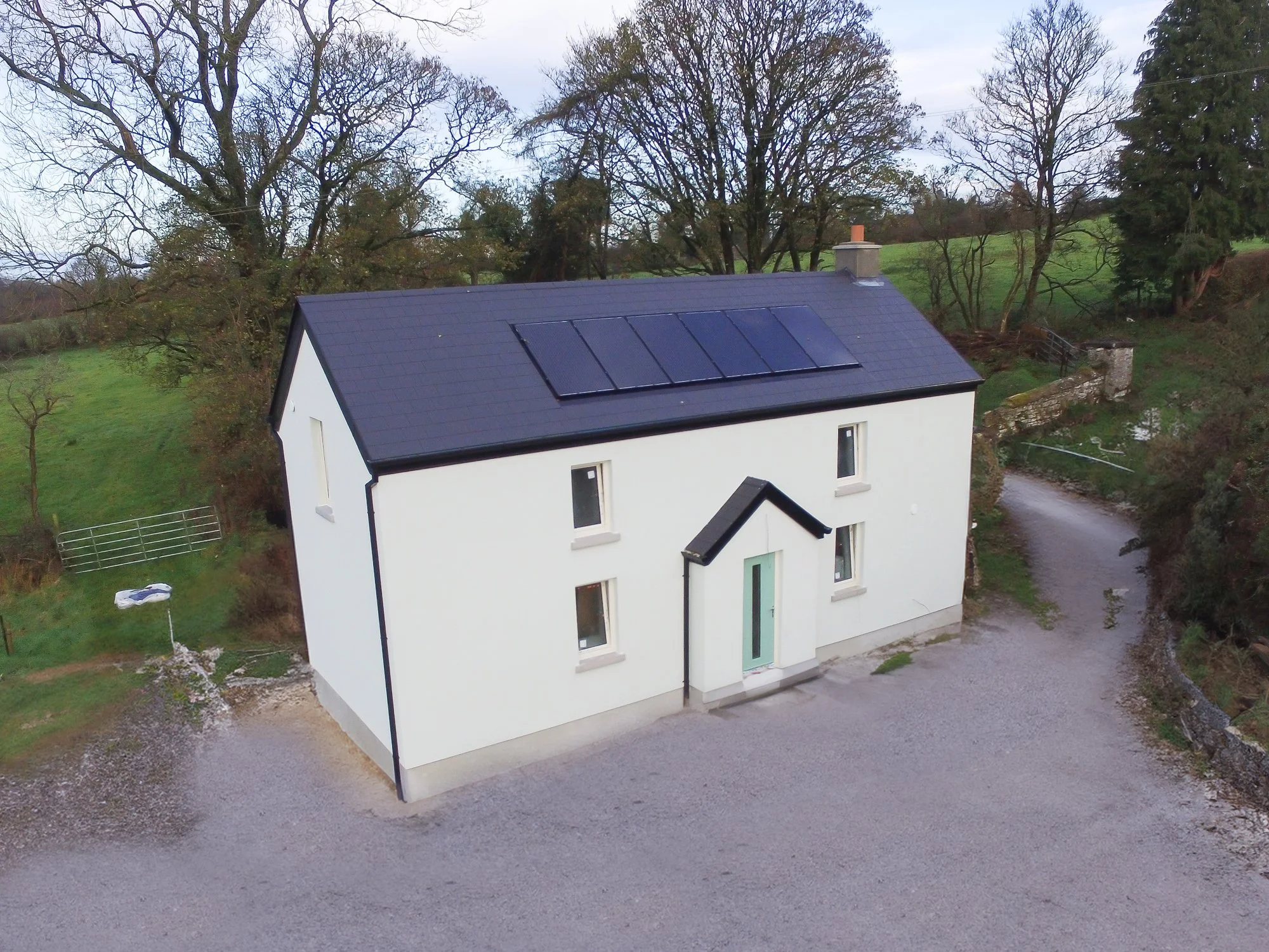 Aerial view of a Cavan home after a deep retrofit.