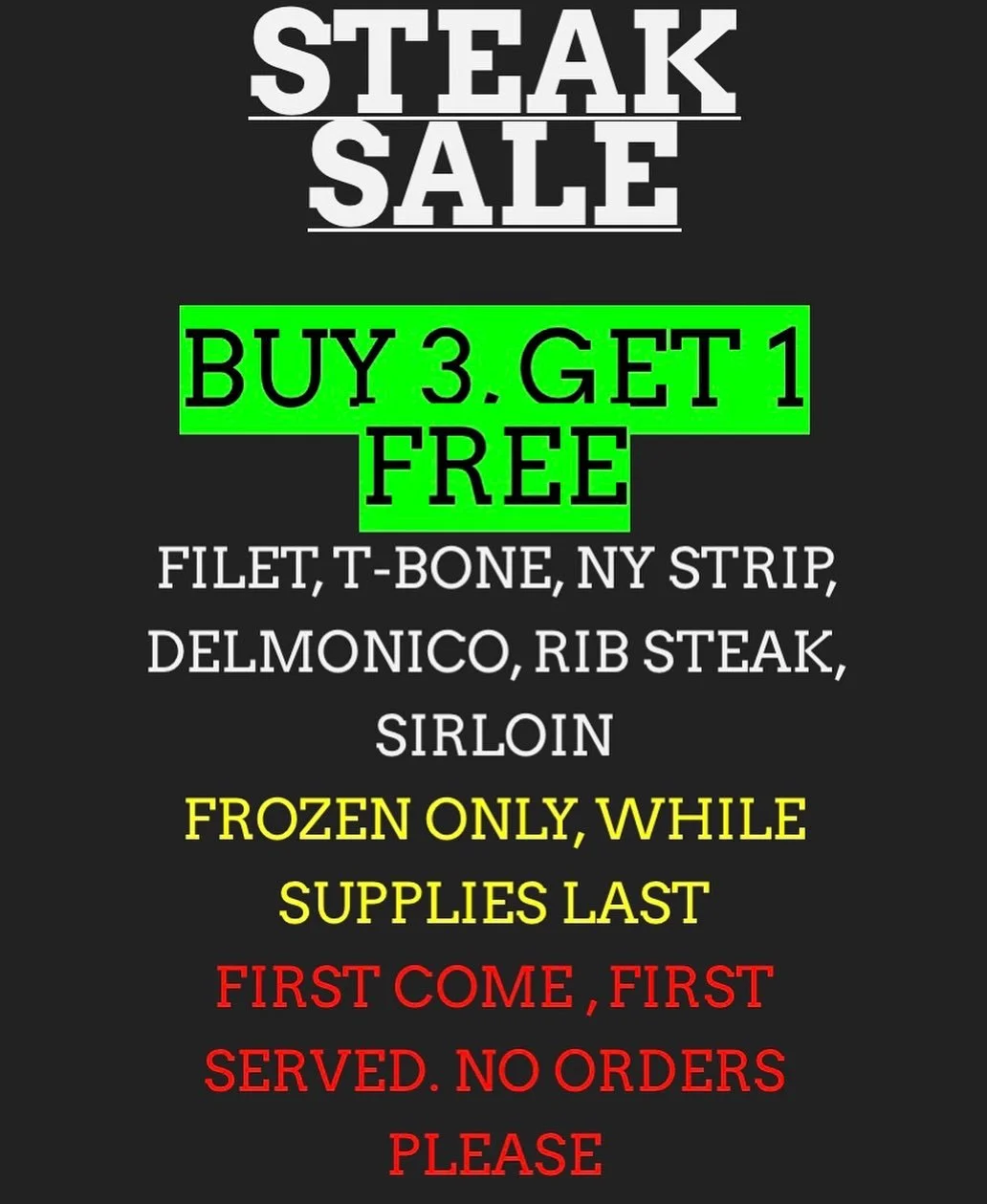 #freesteak #freezersale #backhomebutchershop #dryagedbeef #shoplocal #eatlocal #greenlanebutchershop