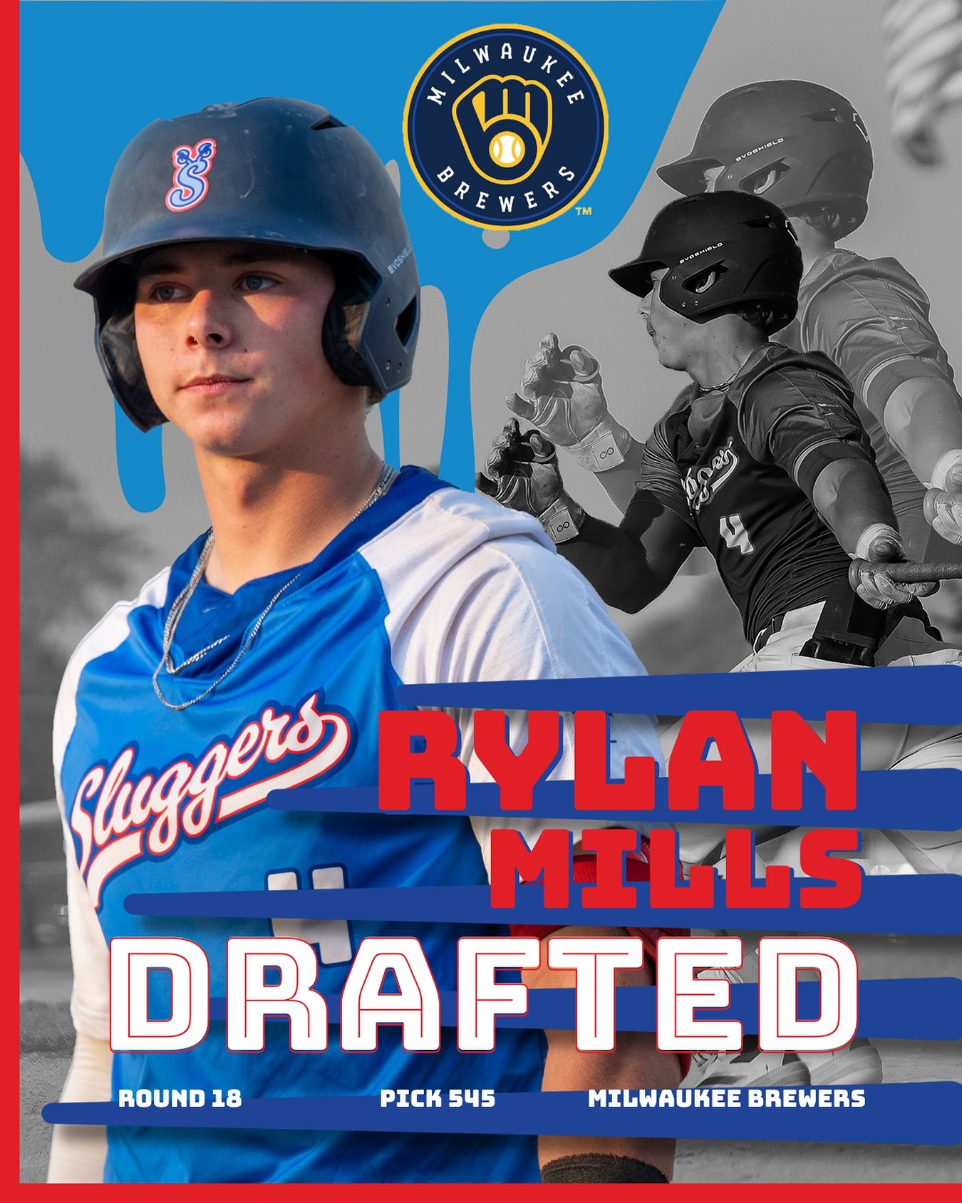 IT’S OFFICIAL ⭐️ One of our very own Flag City Sluggers, Rylan Mills, has been drafted to the @brewers ⚾️ Congrats, Rylan!! 🎉