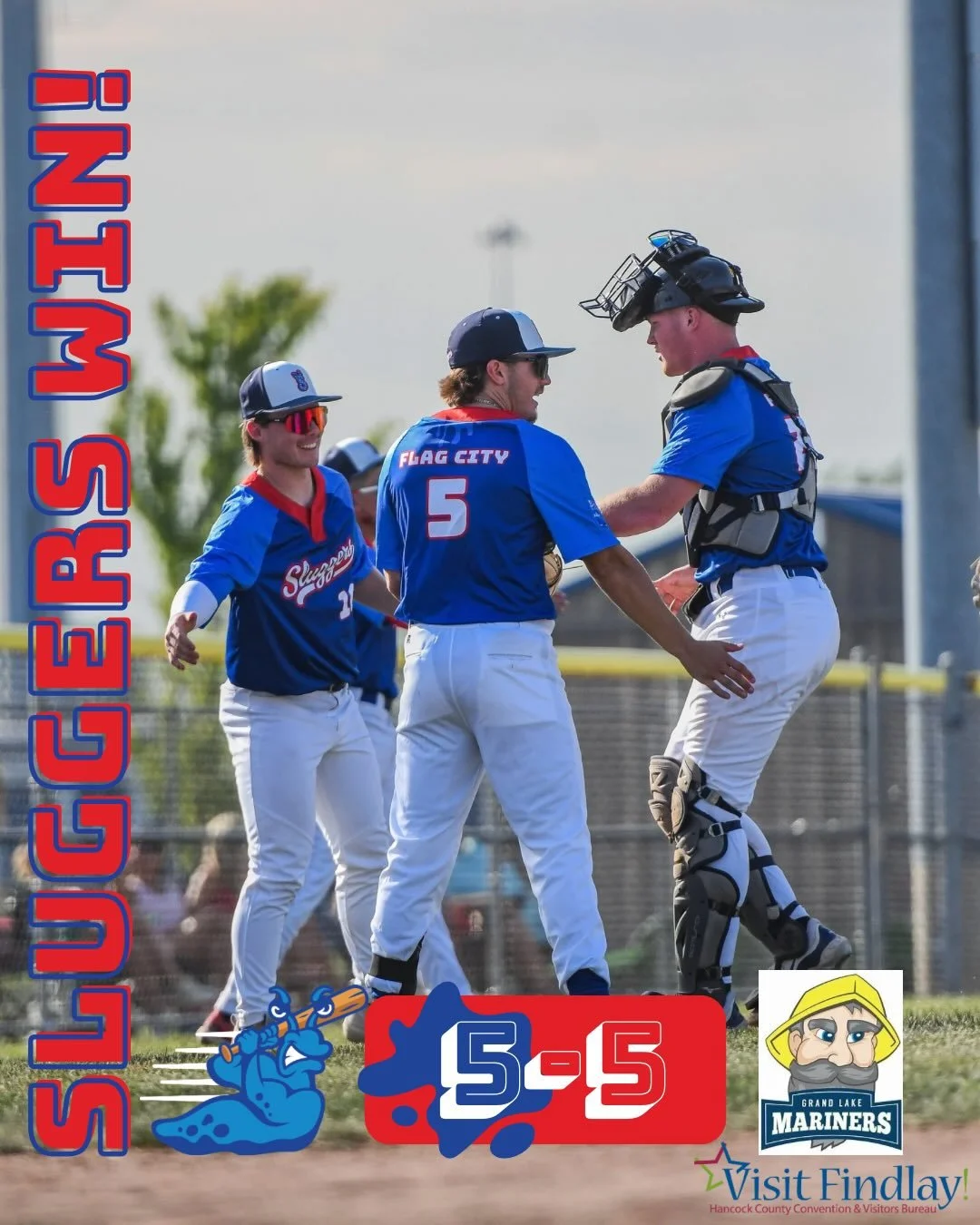 SUDDEN DEATH DUB! 🚨🐌

The Flag City Sluggers take Game 1 of the series against the Grand Lake Mariners with a dominant 6-1 victory!

Big shouts to our Slugs of the Game:
⚾️ Parker Faris &ndash; 5 shutdown innings, 0 runs! 🚫
🔥 Brett Reed &ndash; C