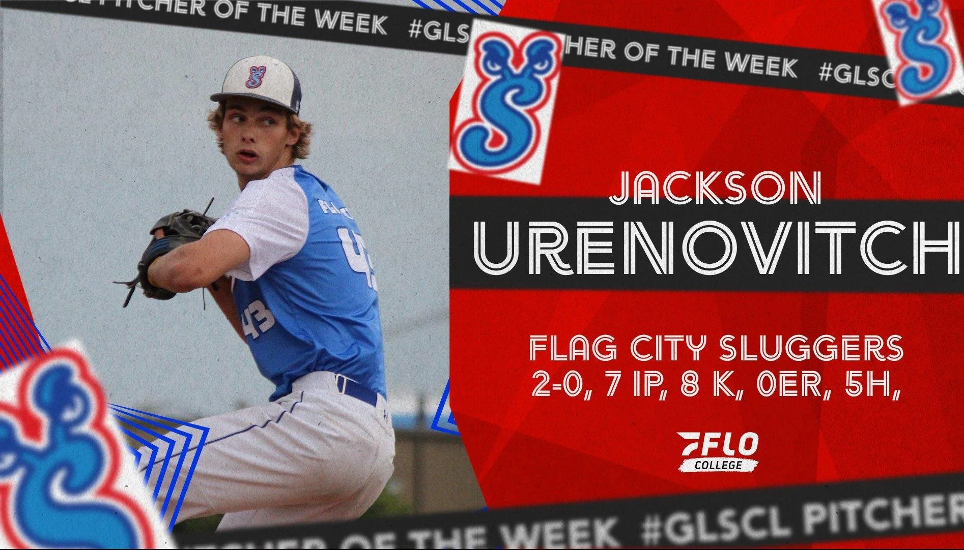 Jackson Urenovitch wins GLSCL Pitcher of the Week